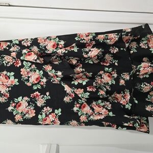 Derek Heart Black and Pink Asymmetrical Midi Skirt